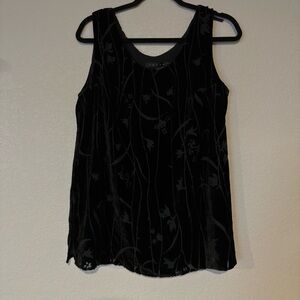 Tesori Black Floral Tank Top